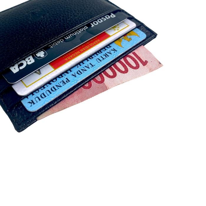 ♠ DOMPET KARTU / CARD HOLDER KULIT ASLI PRIA WANITA BRANDED BB 57 HITAM ✧