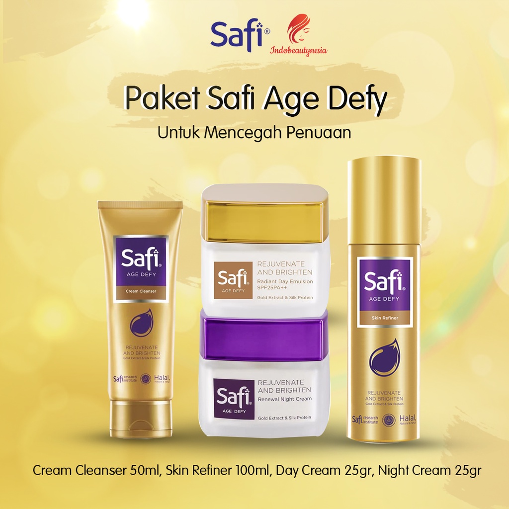 Paket Safi Age Defy Gold 4pcs - Paket Penuaan Dini - Skincare Anti Aging, Fine Lines, Penuaan Dini