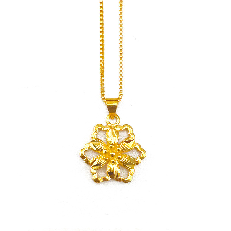 Kalung Rantai Dengan Liontin Bunga Simpel Warna Emas Untuk Wanita 916