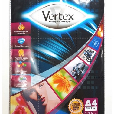Paper Photo Sticker Vertex 115g / Kertas Foto Glossy Stiker Vertex