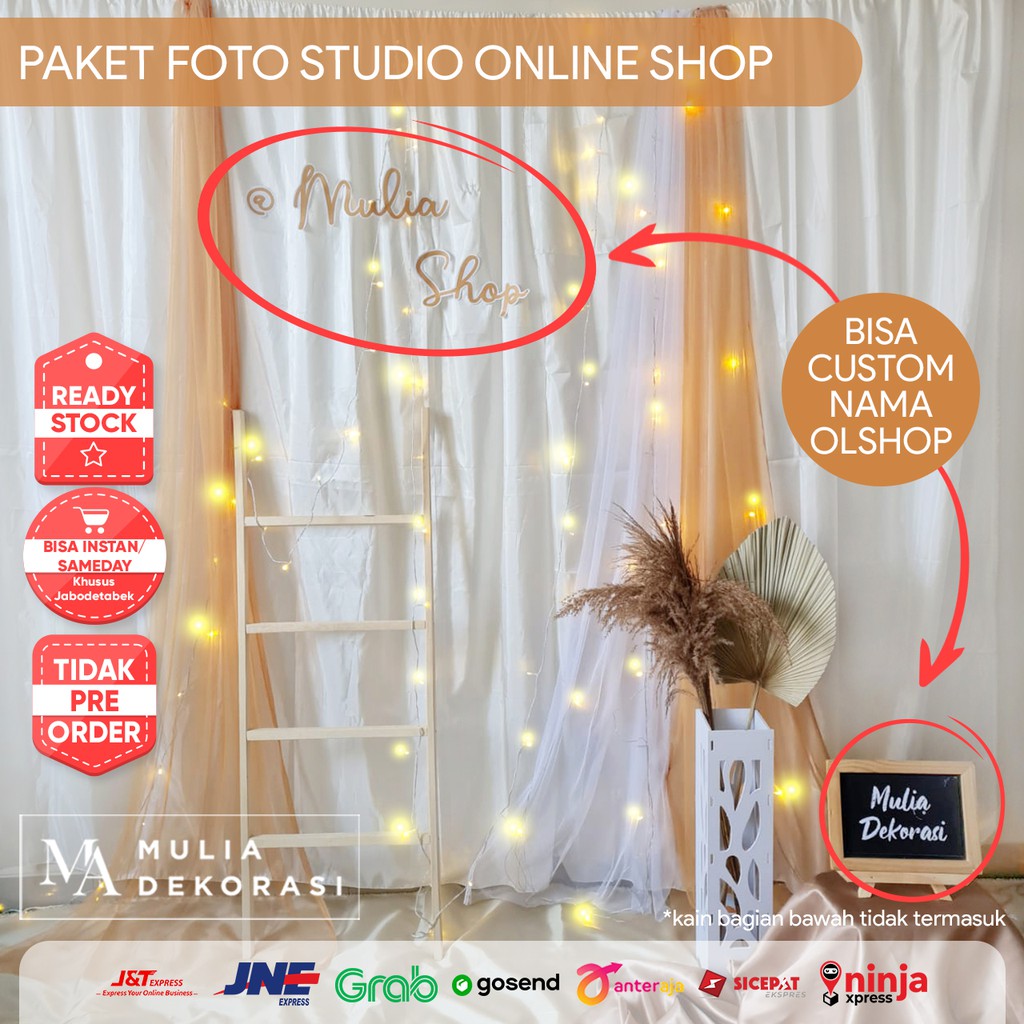 Dekorasi Backdrop Online Shop Lengkap Background Foto Studio Produk Live Paket Olshop