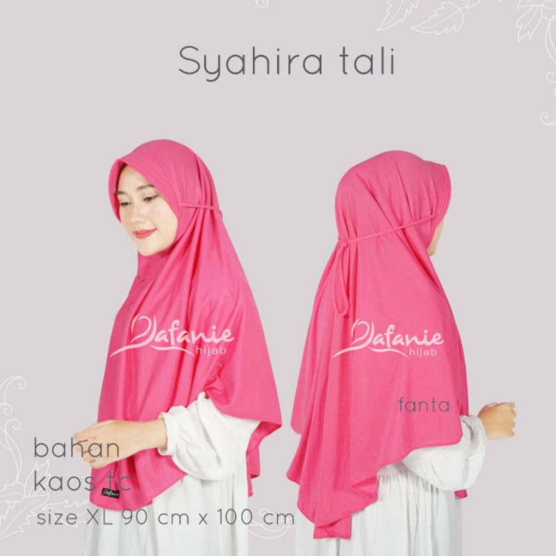 Bergo Syahira TALI pet antem size L, LL, XL bahan kaos tc adem dan halus merek Rafanie Hijab