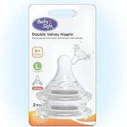 Baby Safe Wide Neck Nipple Dot Botol Susu Bayi Double Valves Isi 2 DWN0M DWN0L DWNXL