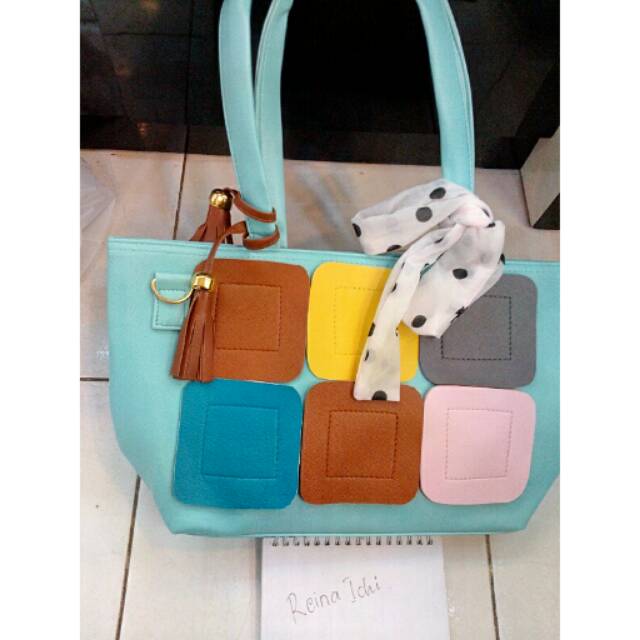 Tas Dior Pelangi + Syal + Gantungan Tassel