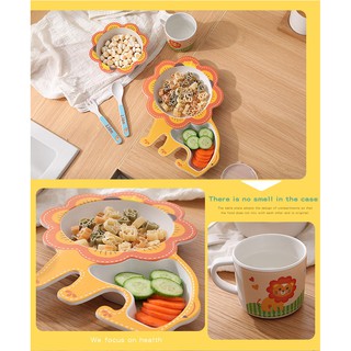 [LOGU] Bamboo kids set, Piring mangkok bambu 3D anak, peralatan makan