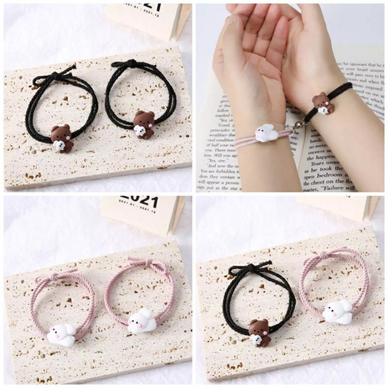 WB275 Gelang Couple Karakter Bear and Rabbit