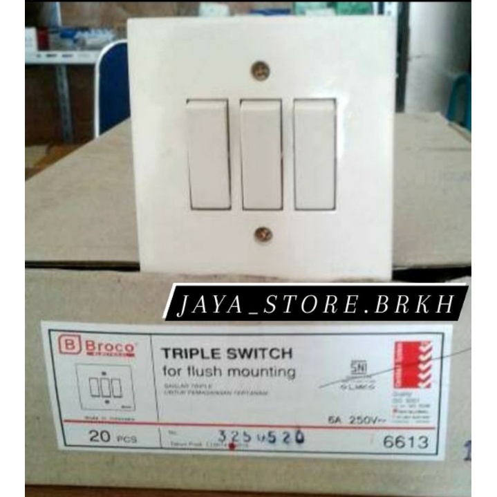 IB Saklar Triple BROCO / BROCO 3 Saklar Listrik / NG UREA