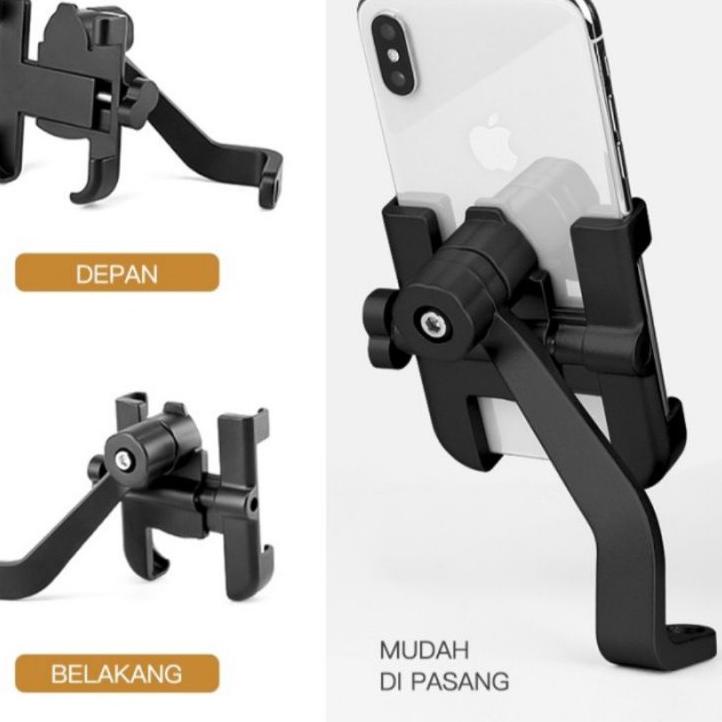 Harga Murah.. Holder Spion Asli Full Logam Besi Pasang Sepeda Motor Handphone Gps Universal Stand HP