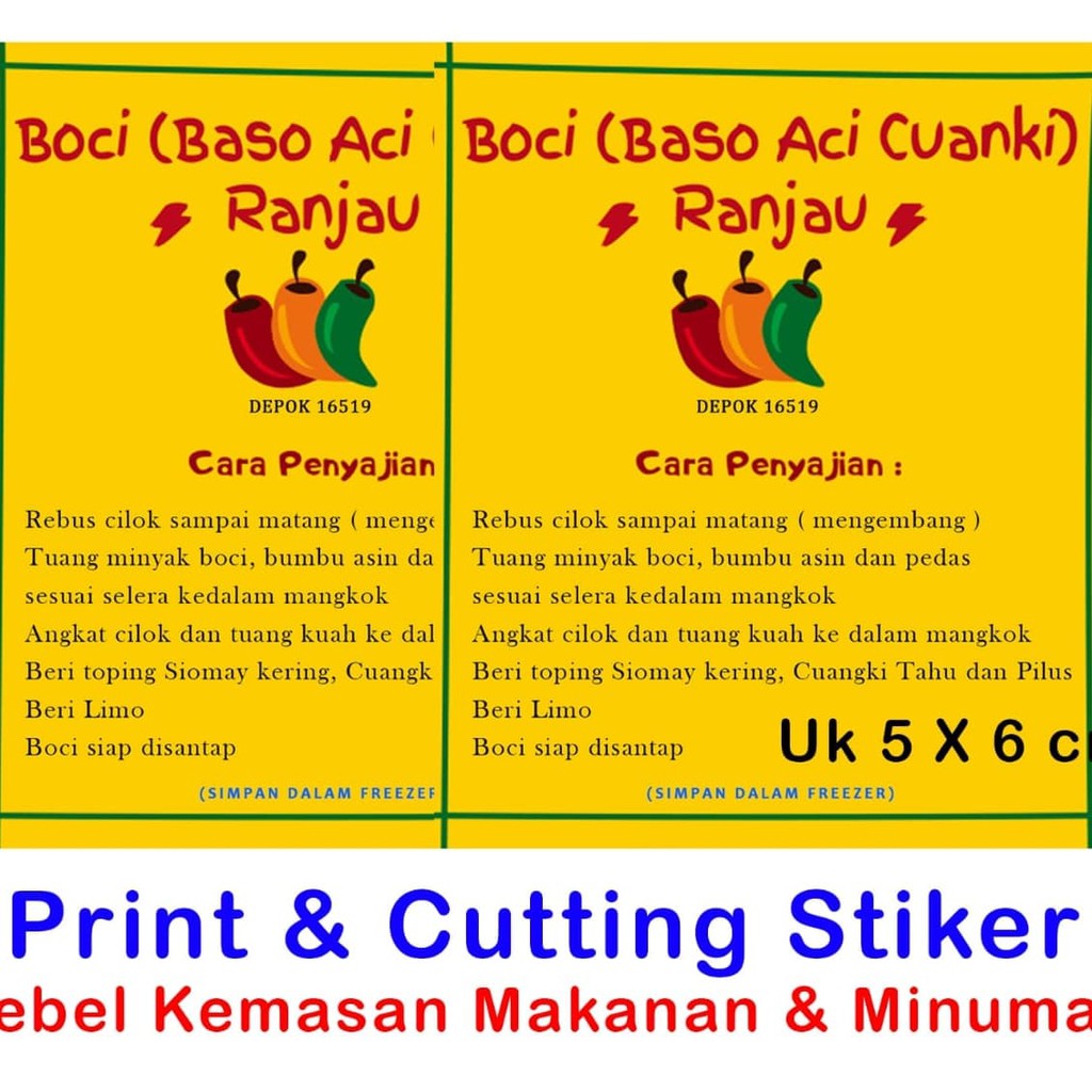 

cetak stiker kemasan A3+ Cutting 1 hari jadi