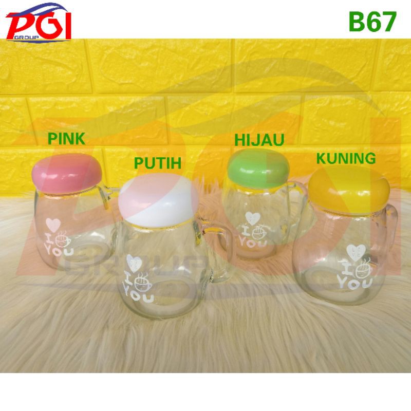 DC B ( B00067 ) BOTOL GELAS LOVE / BAHAN KACA / GELAS MUG / KUALITAS TERBAIK / TIDAK BISA MEMILIH