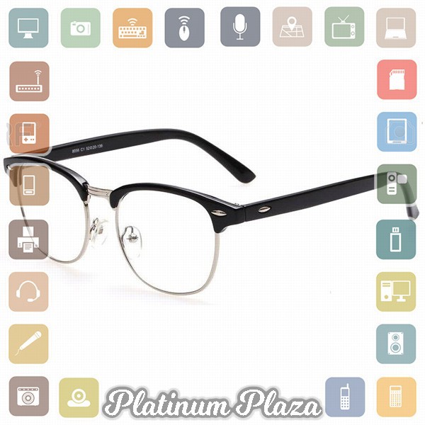 SOZO Kacamata Vintage Pria &amp; Wanita - TR7 - Silver Black`7IGBUB-