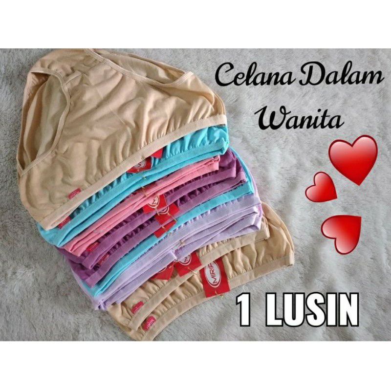 12 pcs cd wanita mirip/suni polos termurah | celana dalam mirip bahan katun jumbo