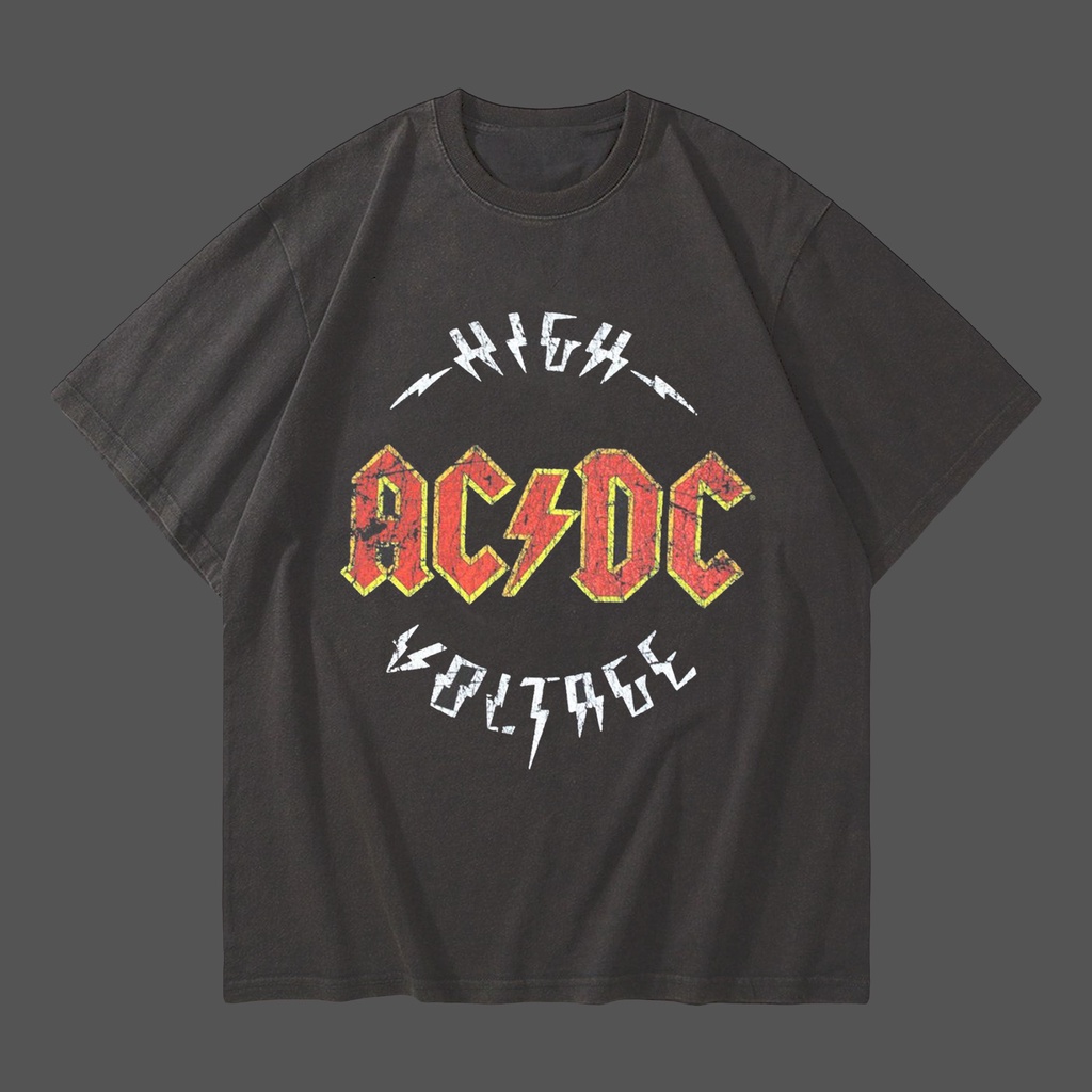Acdc Tshirt vintage Oversized tee Kaos band Acdc High Voltage tee