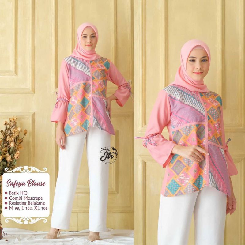 Batik wanita ASJ SA HRB026 Kenongo Kemeja Tosca Pendek-Safeya pink