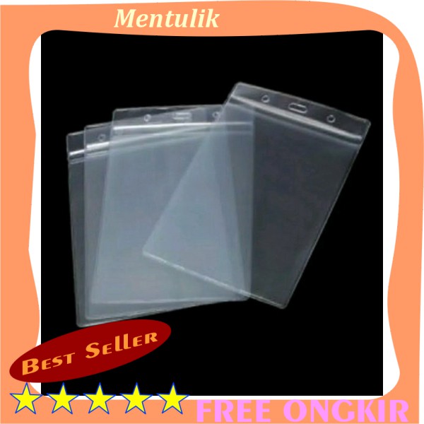 

PROMO !!! plastik name tag ID CARD ukuran 6 x 9 cm berdiri - harga untuk 100 pcs
