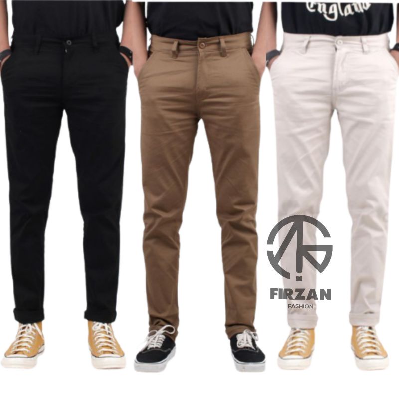 CELANA PRIA CHINO Pants Slim fit Panjang Kerja kantor Santai Liburan Cowok Gentleman Boy