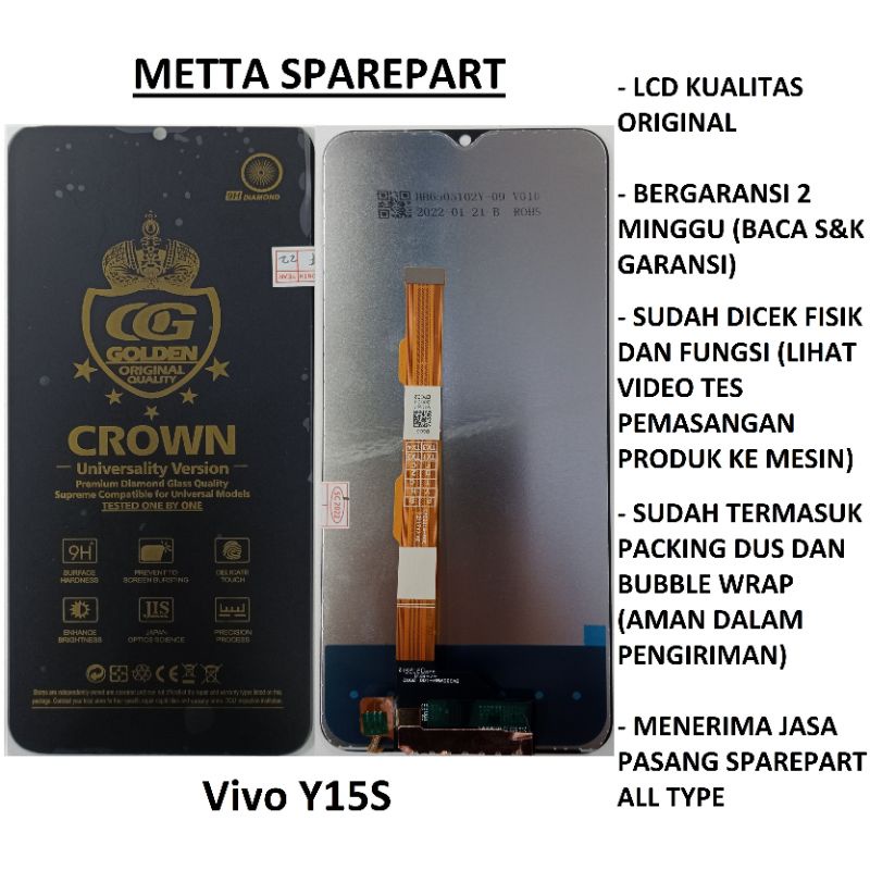 Original Crown Quality LCD Touchscreen Vivo Y15S 100% Fungsi Normal Tested Dengan Mesin