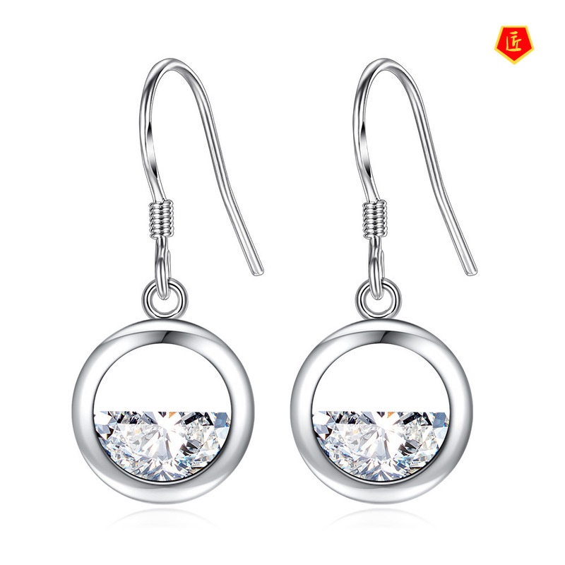 [Ready Stock]Simple Fashion Crystal Half Moon Sweet Earrings