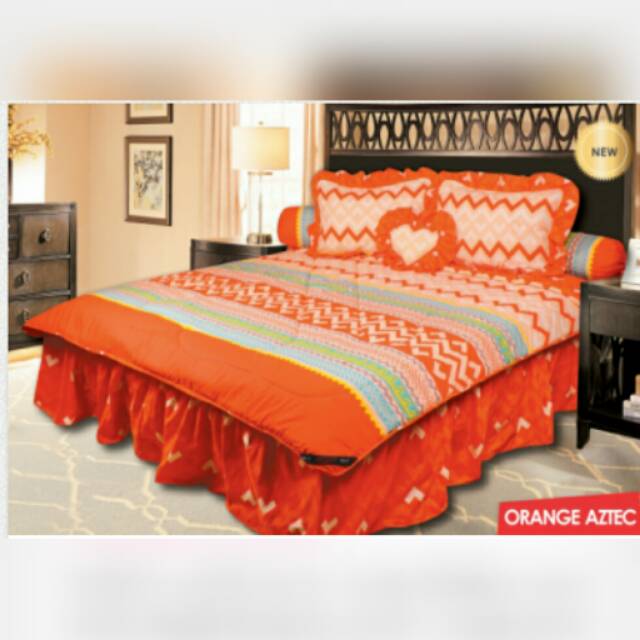 SEPRAI MY LOVE ORANGE AZTEC ( Tinggi seprai 30 cm)
