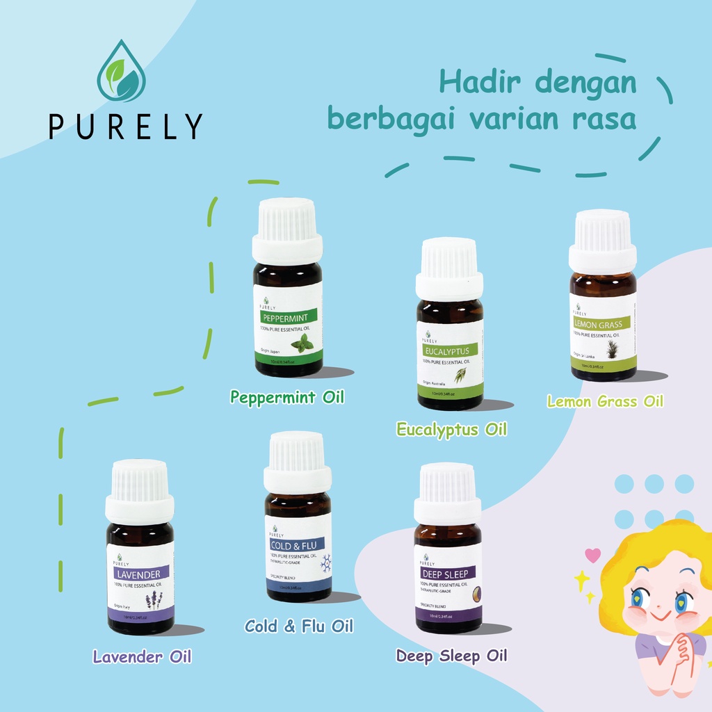 PURELY Eucalyptus essential oil dapat digunakan oleh anak-anak dan ibu hamil, Therapeutic-Grade 10ml