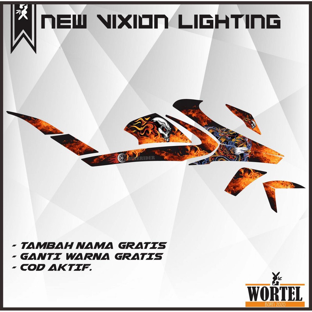 Sticker striping list Decal motor New Vixion TENGKORAK API(VIXION R-TAHUN 2018-2021)
