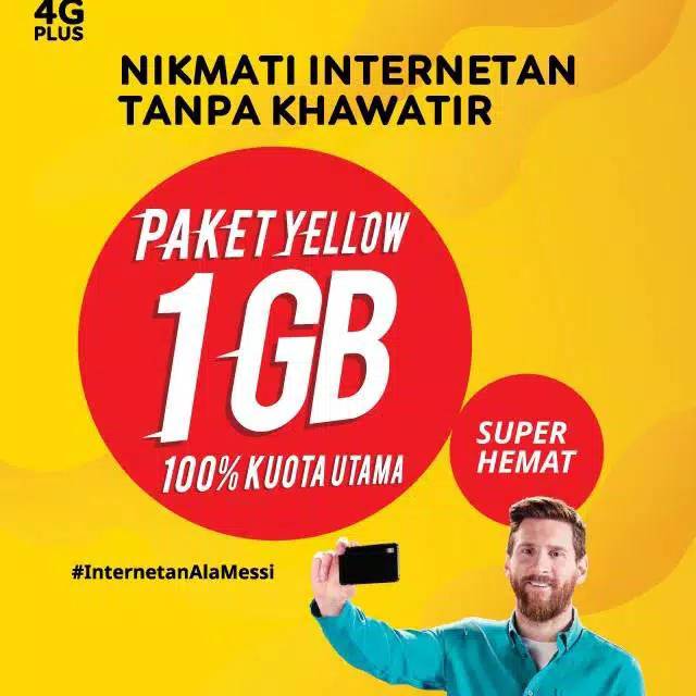 Paket data Indosat Ooredoo yellow 1GB murah