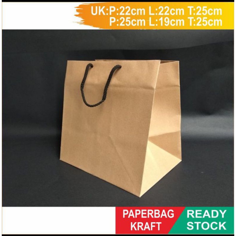 

Paper Bag Box Kotak Nasi Polos, Tas Kertas Bento Polos Kraft Coklat Ukuran 22x22x25 dan 25x19x25