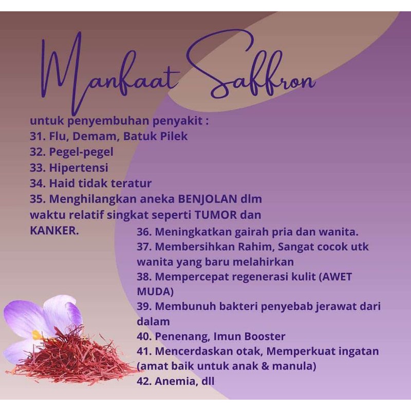 SAFFRON SUPER NEGIN ECERAN PERHELAI/PUTIK
