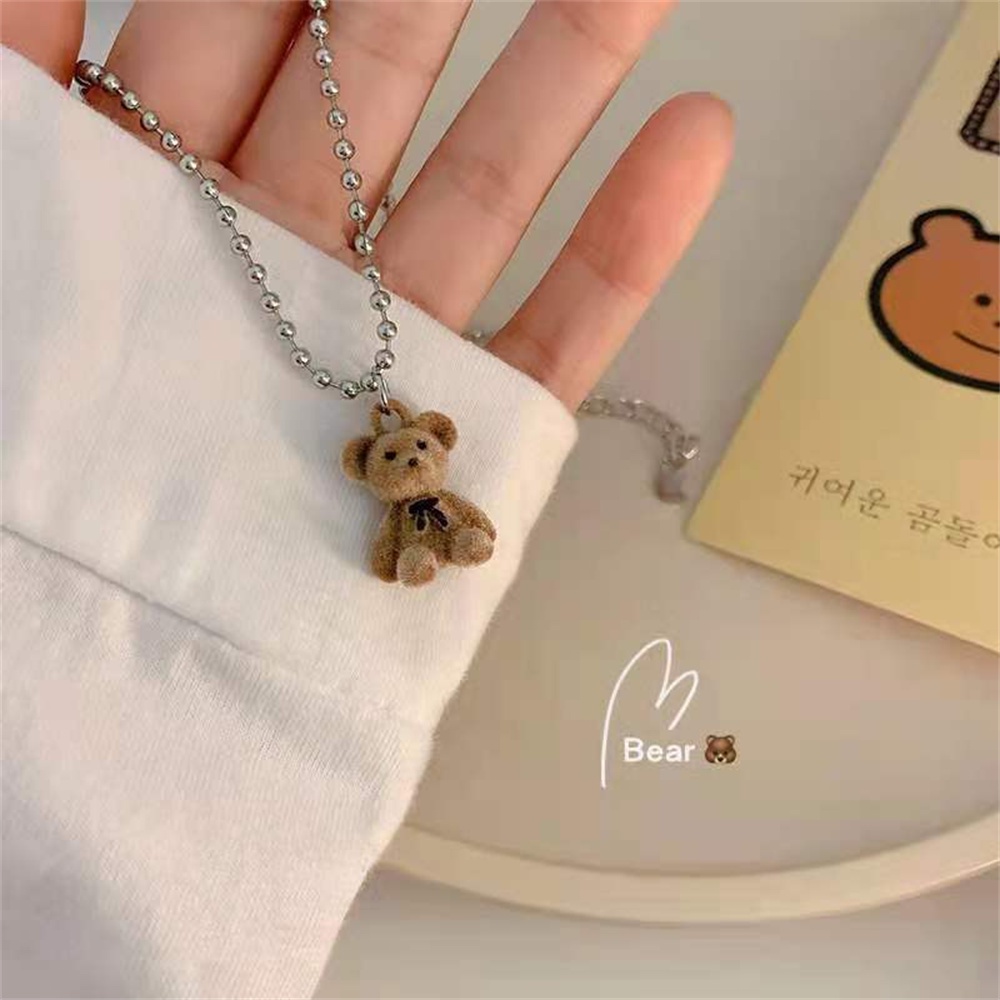 【COD Tangding】Bear Pendant Necklace Chain Cute Child Simple Jewelry Accessories Fashion