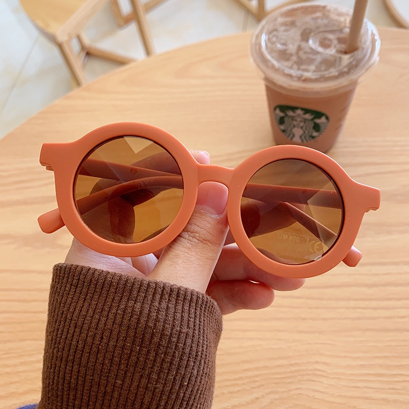 KACAMATA BINGKAI BULAT ANAK/ KACAMATA ANAK FASHION VIRAL / KACAMATA ANTI ULTRAVIOLET SUNGLASSES ANTI SILAU SINAR MATAHARI UNTUK ANAK/LAKI-LAKI PEREMPUAN/BAYI-Oren