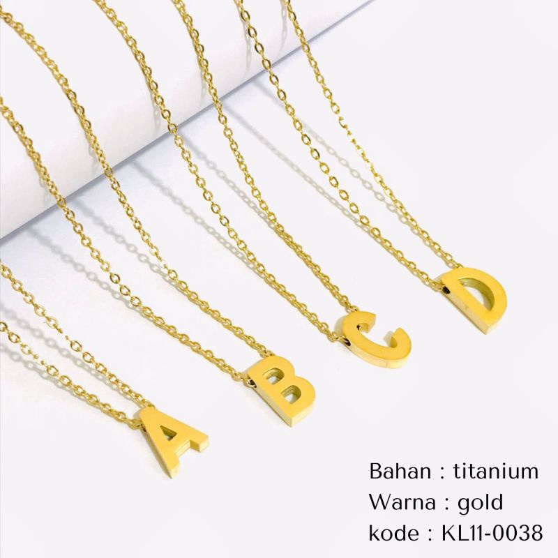 kalung titanium inisial huruf nagita kalung huruf kecil KL11-0038