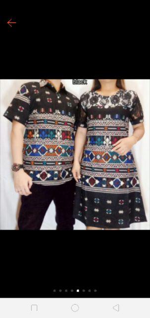 Couple Batik Kairo Mix Burkat Kemeja Dan Dress