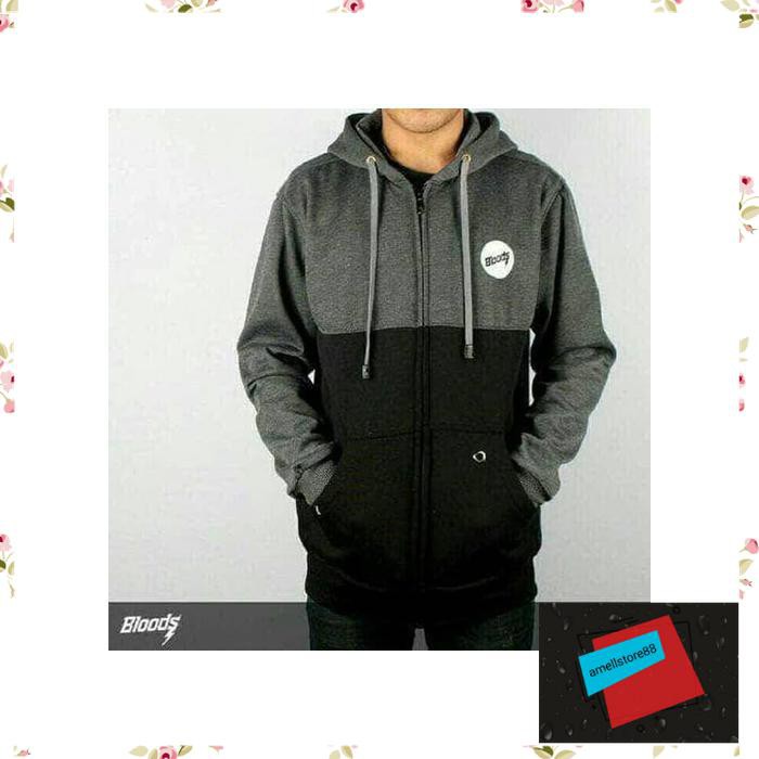 Jaket Pria parasut parka gunung Bloods abu hitam KK419