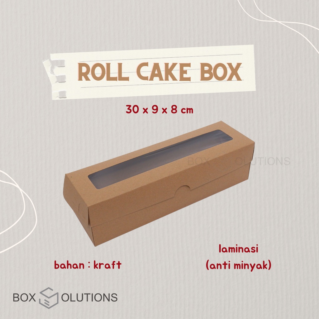 [isi 10] ROLL CAKE BOX / dus kotak kue roll / brownies LAMINASI - 30 x 9 x 8 cm