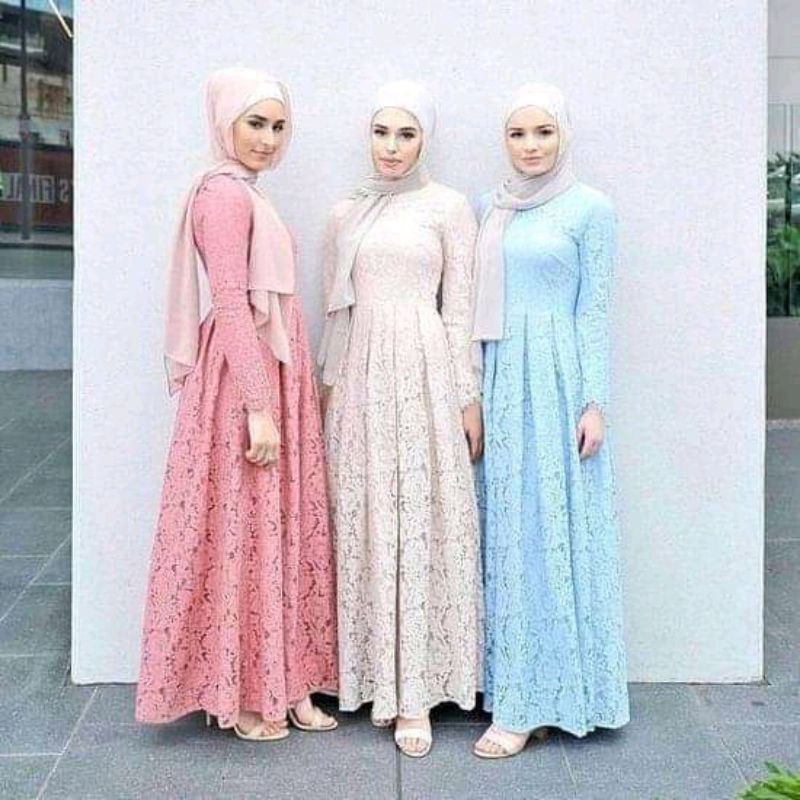 GAMIS BROKAT GAMIS KONDANGAN DRESS BRIDESMAID GAUN PERNIKAHAN KEBAYA WISUDA DRESS ENGAGEMENT COUPLE