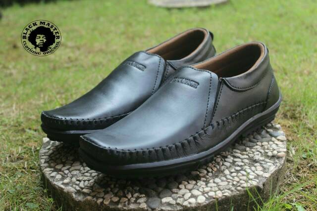 DISC 50% SEPATU KERJA SLIPON KULIT ASLI BLACKMASTER RAJUT