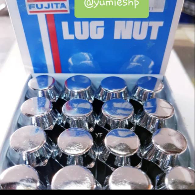 ISI 16 PCS MUR RODA FUJITA LUG NUT VELG RACING STANDARD MOBIL M12 Tersedia Varian DRAT 1.5 dan 1.25 KUNCI 19 dan 21