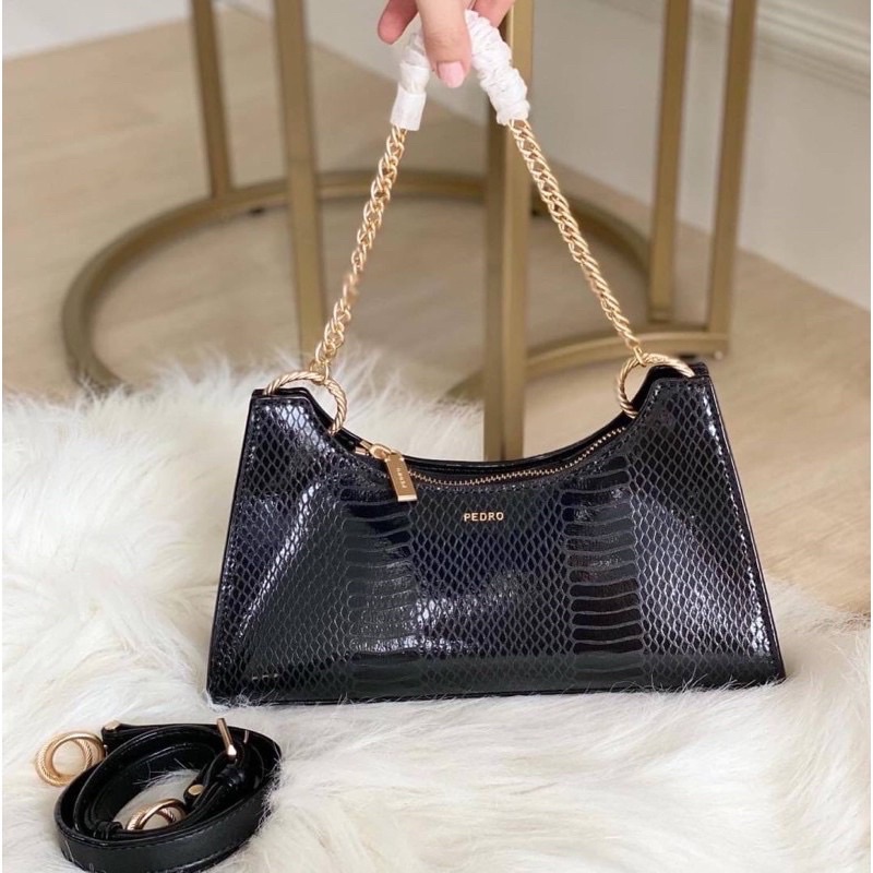 PEDRO SNAKE EFFECT SHOULDERBAG ORIGINAL / TAS WANITA SELEMPANG / TAS IMPORT FASHION