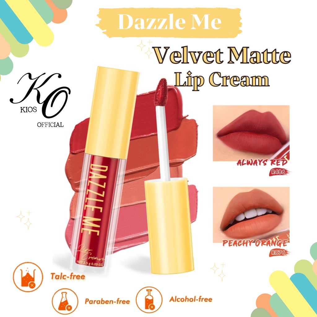 Dazzle Me Velvet Matte Lip Cream | Vitamin E | Waterproof | Pigmented | Lipstick Lipstik Lip Matte | Lip Cream | Lip Tint