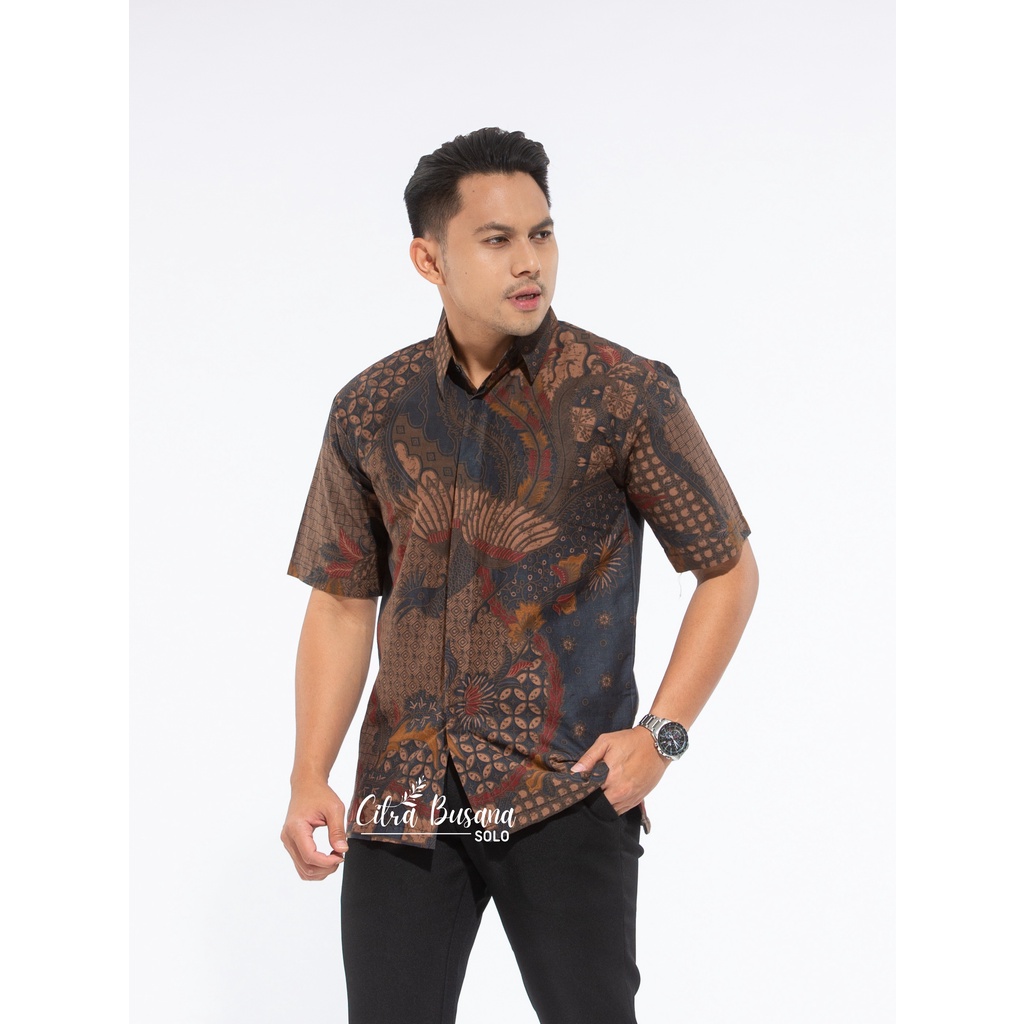 KAWUNG ROGO PENDEK Kemeja Batik Pria Full Furing Bahan Katun Primisima