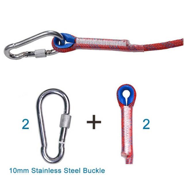 Tali Paracord Panjang Tebing Climbing Rope 10mm 20 Meter with Steel Buckle - 24KN - Blue