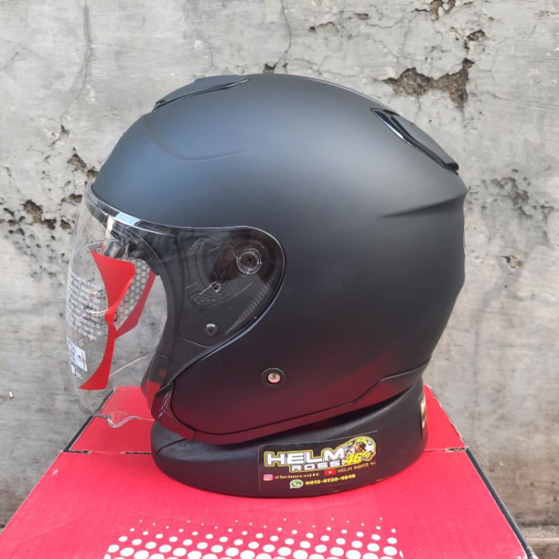 Helm KYT KYOTO Putih SOLID Hitam Merah Doff Gunmet Black Glossy Biru Doff Merah Ferarri Original KYT