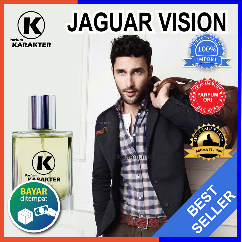 Bisa Cod | Parfum Cowok Jaguar Vision  Bibit Parfum Import Wangi &amp; Tahan Lama  Kemasan 50ml