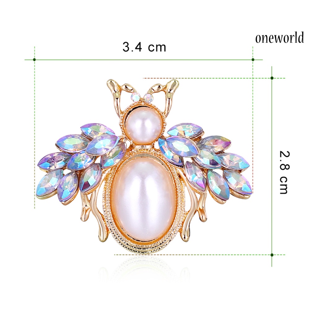 OW@ Brooch Pin Faux Pearls Decor Clothes Accessories Alloy Bee Animal Rhinestone Brooch Badge for Party