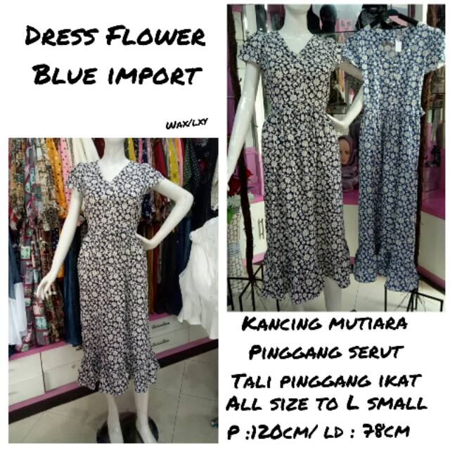 Dress flower blue import