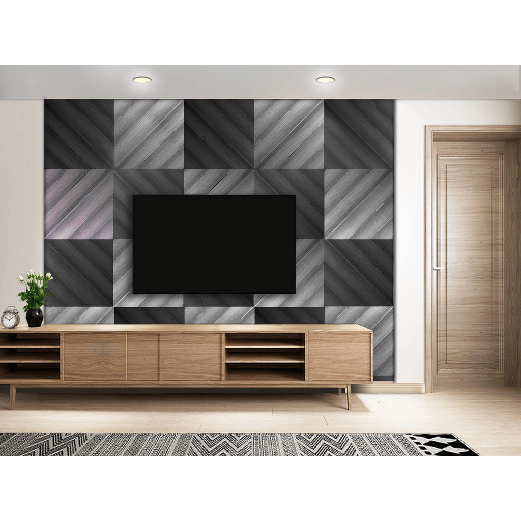 Wall Panel 3D / Wallpaper 3D untuk Dekorasi Dinding Aesthetic dan Interior-Diamond Metalic Black