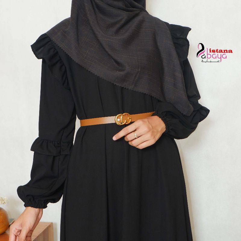 abaya turki terbaru elegan trendy dg bonus sabuk Cantik dan aksen tangan layers
