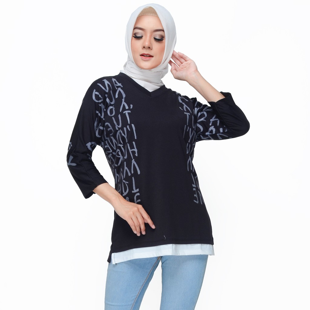 Blus Lengan Panjang Wanita Muslim Gaya korea Printing - XSHOP Cloudy