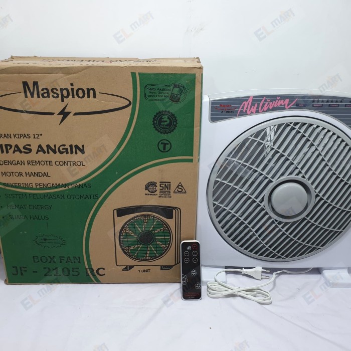 Kipas angin box fan MASPION Box fan 12 inch remote JF-1205RC / 1205 RC-MASPION Box fan 12 inch remote JF-1205RC / 1205 RC-1205 RC