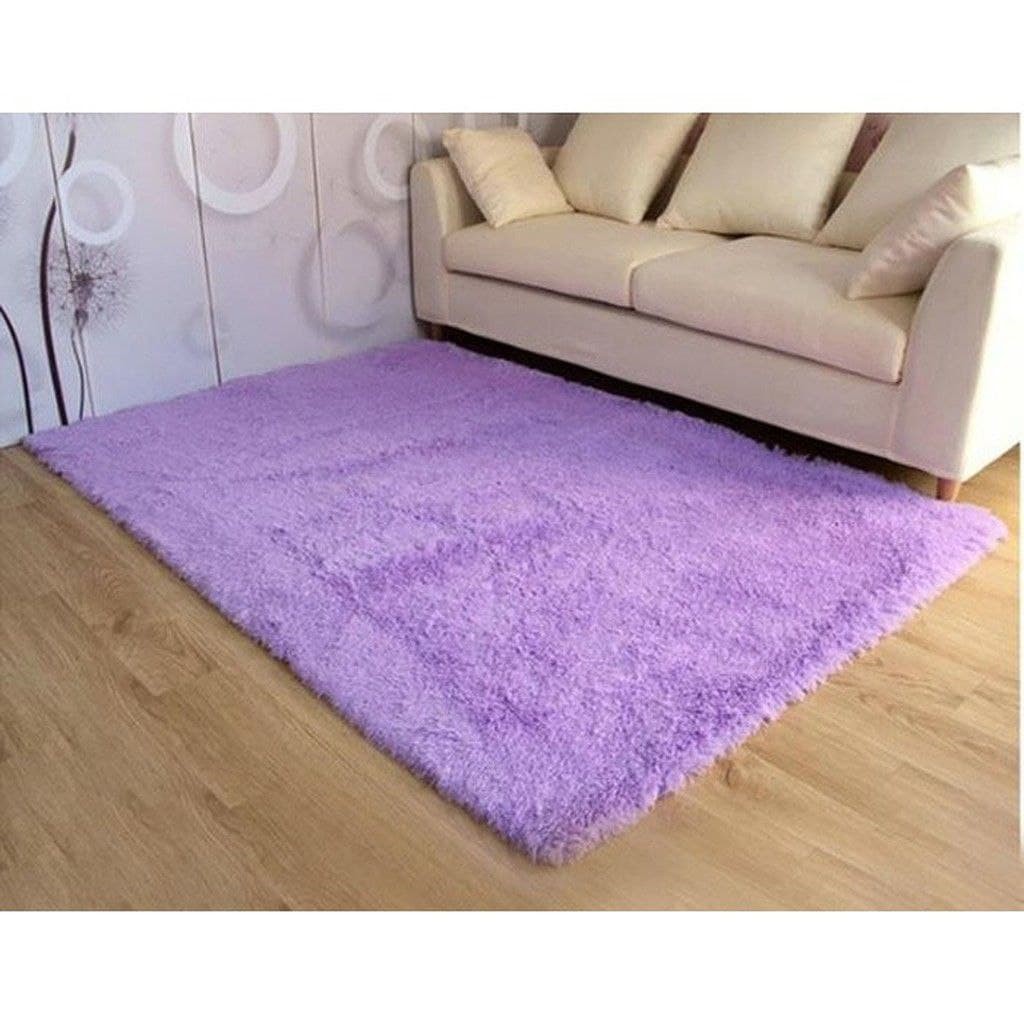 [DOUBLE SIZE] Karpet Bulu Tebal 7cm ukuran 150CMX200CM Karpet Lantai Bulu Rasfur Kasur kamar Tidur-ungu muda